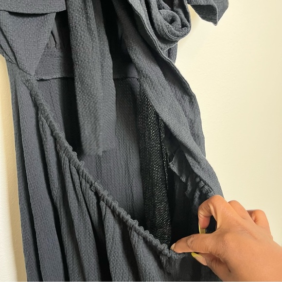 Eloquii Women Plus Size Maxi Dress 3X Black Tie Open Back Cottage Boho 22 - Picture 8 of 11